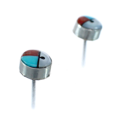Zuni Sunface Sterling Silver Multicolor Post Stud Earrings NN20360